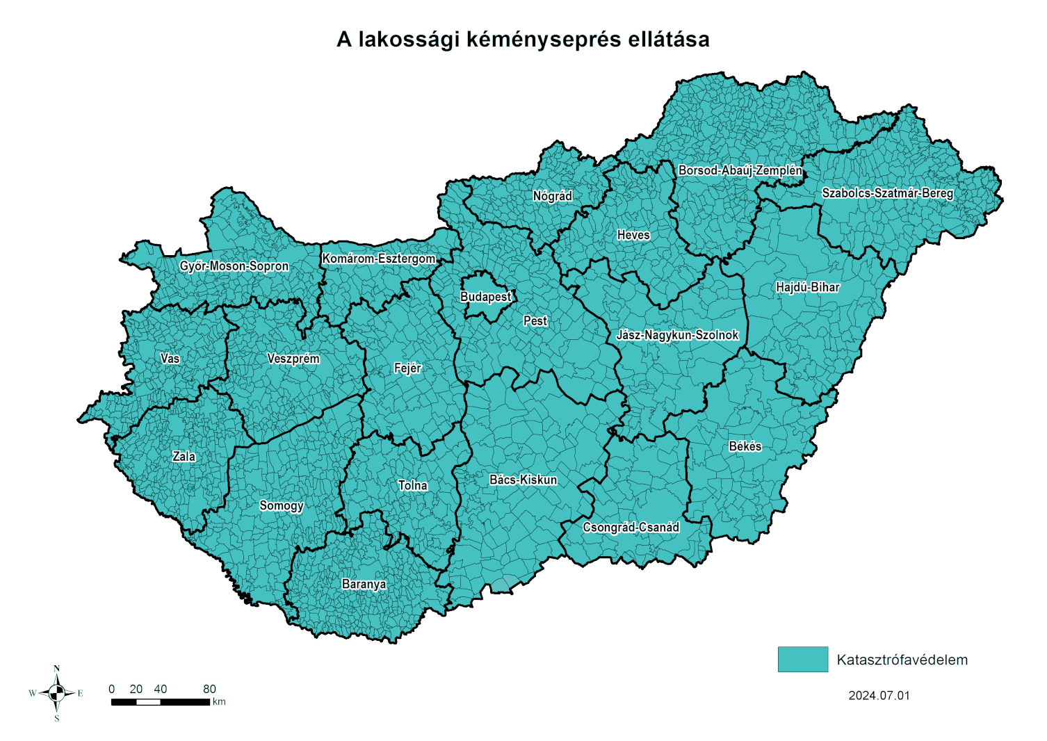 A katasztrófavédelem ellátási térképéről készült kép